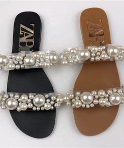 Ladies Stylish Pearl Bead Slippers