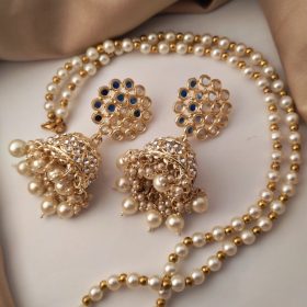 indian jhumka with mala
