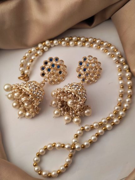 indian jhumka with mala