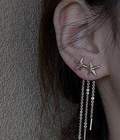 Star curb chain Drop Earings pair