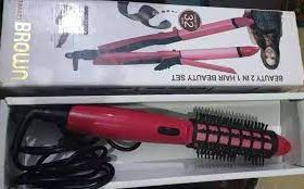 Brown 2 in 1 Straightner + roller
