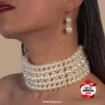5 layer Pearl classic Chokar with earings