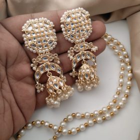 indian jhumka with mala