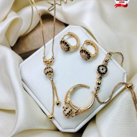 Ball set New Delicate Fancy Zercon Black ball style locket 4pcs Gold Plated Set 4 Girls