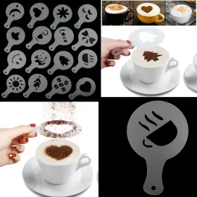 16 PCS Plastic Fancy Coffee Template