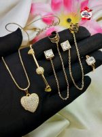 New delicate Fancy Zircon Gold plated Heart  Locket Combo 4 pcs Set - Image 2