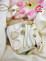 New delicate Fancy Zircon Gold plated Heart  Locket Combo 4 pcs Set