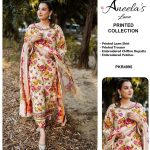 Aneela’s Lawn & Chiffon⁠ Embroidered Front Daman Patch Suit